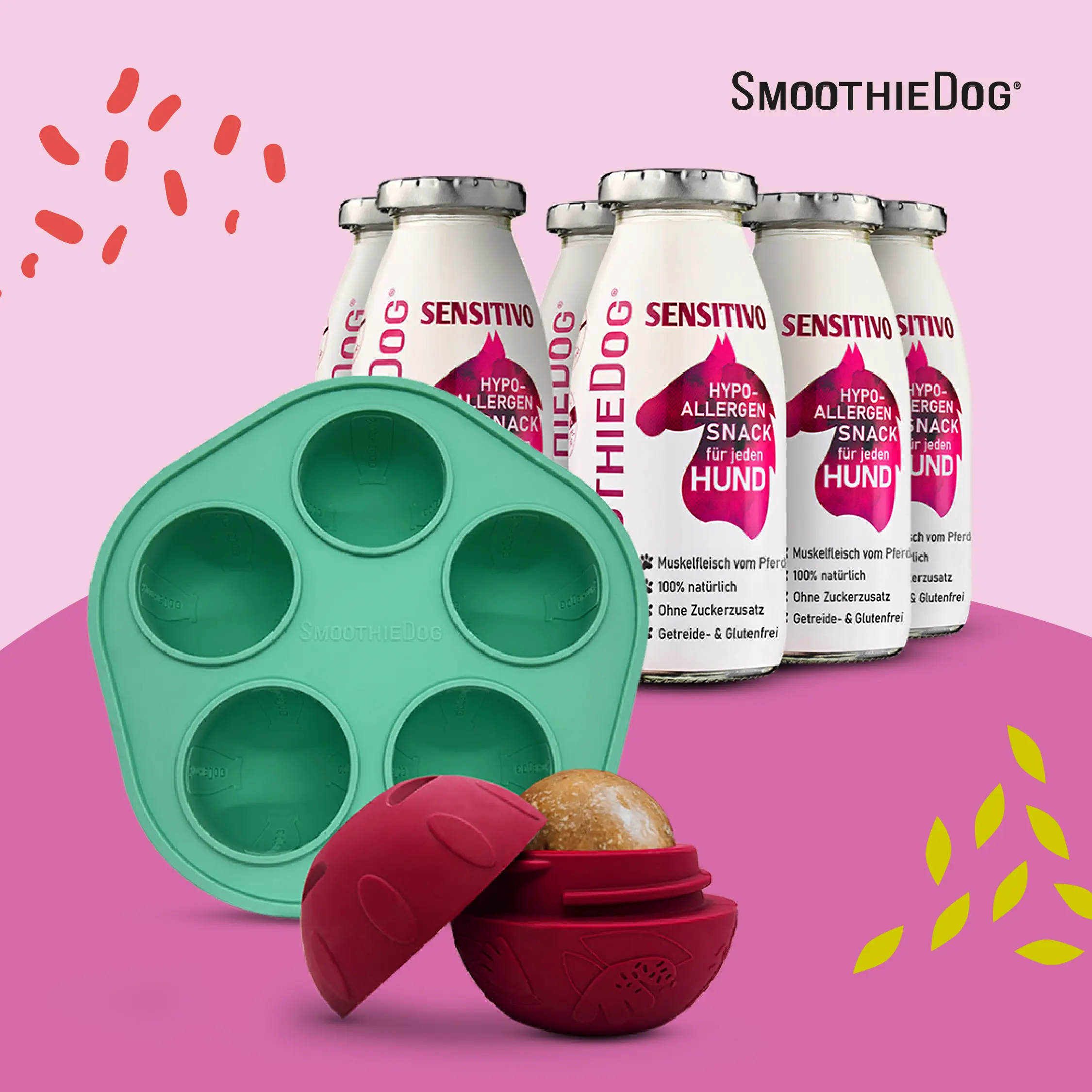 SmoothieDog Gewinnspielwoche Tag 4: 6er Hundesmoothie Sensitivo mit Pferd und SmoothieDog Schleckball-Set