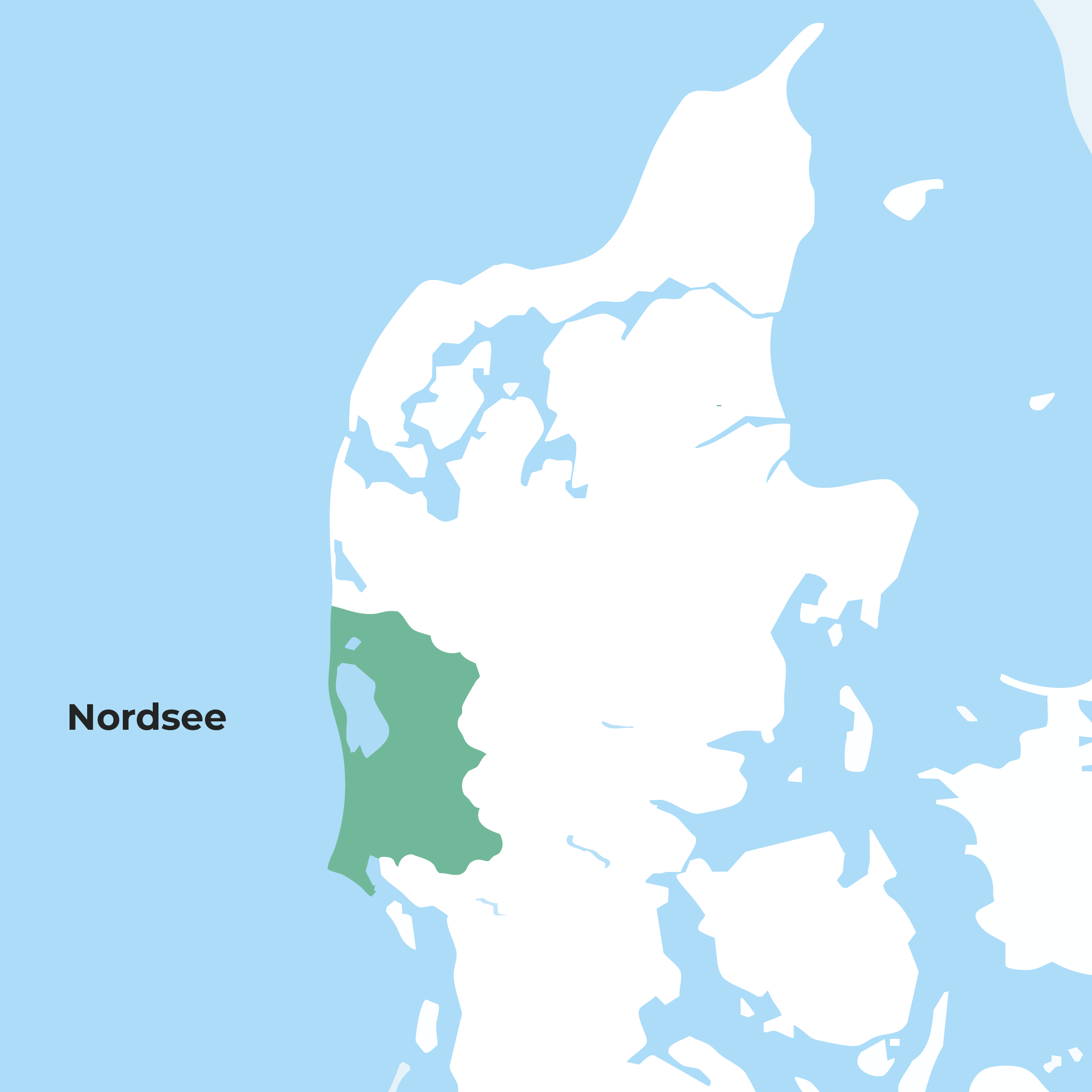 Urlaub mit Hund Dänemark - Landkarte von der dänischen Nordseeküste