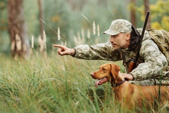 Mann mit Jagdhund